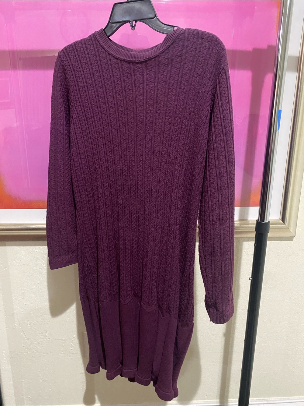 Coldwater Creek Plum Cable-Knit Long Sleeve Dress